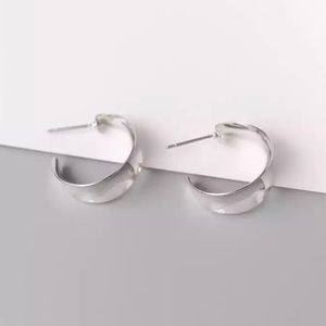 NEW Silver Medium Thick Hoop Earrings